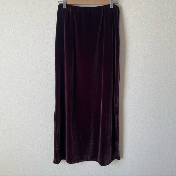 Double D Ranch | Women's Western Boho Velvet Chocolate Brown Skirt Size Large - Picture 1 of 4